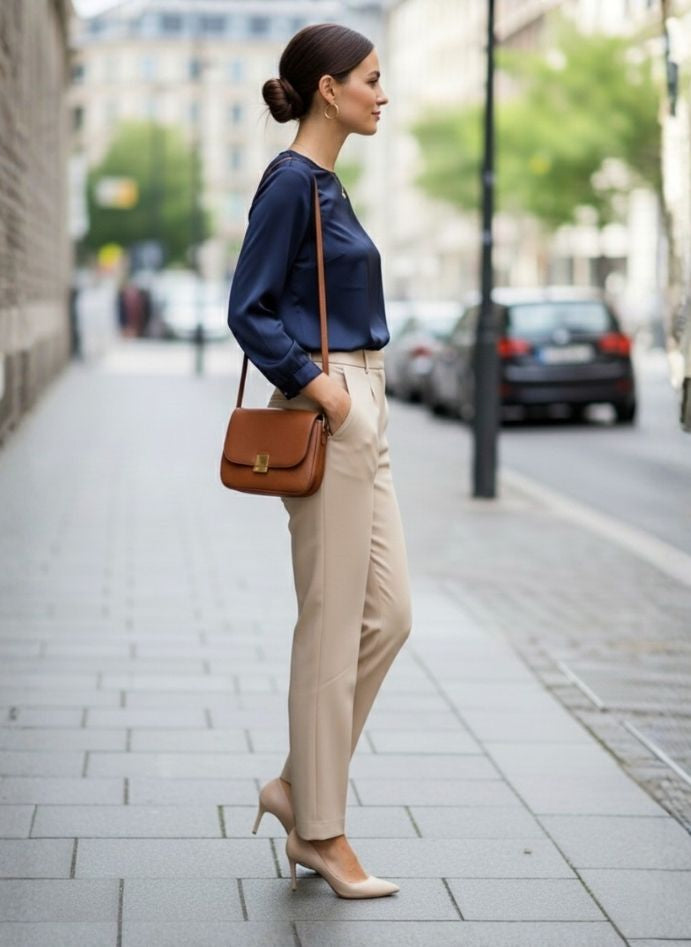 European Satin Bishop Sleeves Top