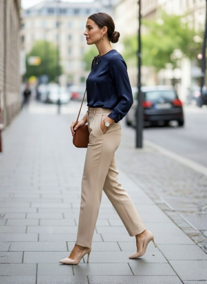 European Satin Bishop Sleeves Top