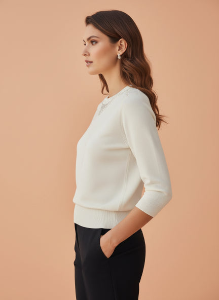 Elegant Ivory Knit Top
