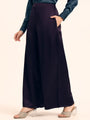 Luxury Satin Wide Leg Pants European Fabric  Plum Wine Glam Look