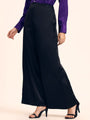 Luxury Satin Wide Leg Pants European Fabric  Black Glam Look
