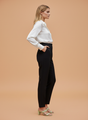 Banana Crepe Black Skin Fit Multi Pleated Trouser