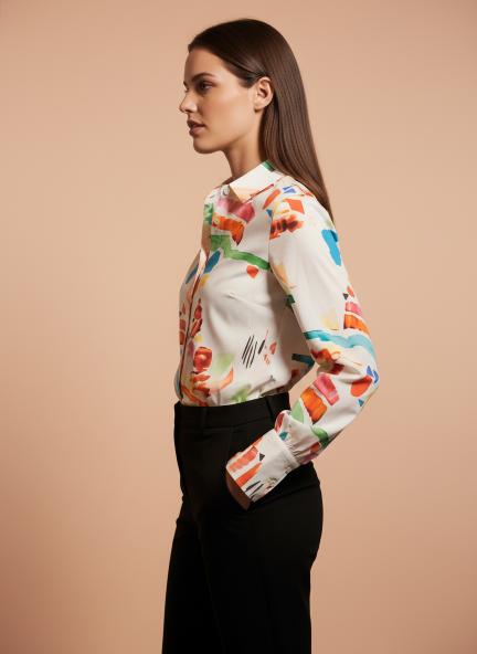 Premium Micro Multicolour Regular Length Straight Hem Digital Print Shirt