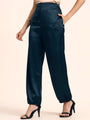 Luxury Satin Wide Leg Pants European Fabric  Emerald  Green Glam Look