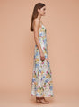 Premium Micro Digital Print  Shoulder Strap Bodycon Maxi Dress With Slash Pocket