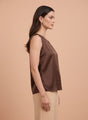 European Satin V Neck Sleeveless Top
