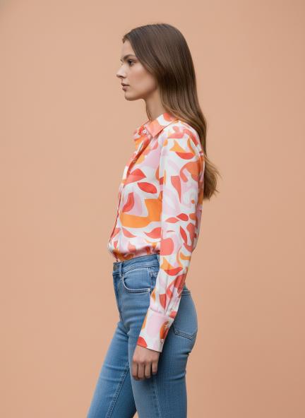 Premium Micro Digital Print Puff Sleeve Shirt