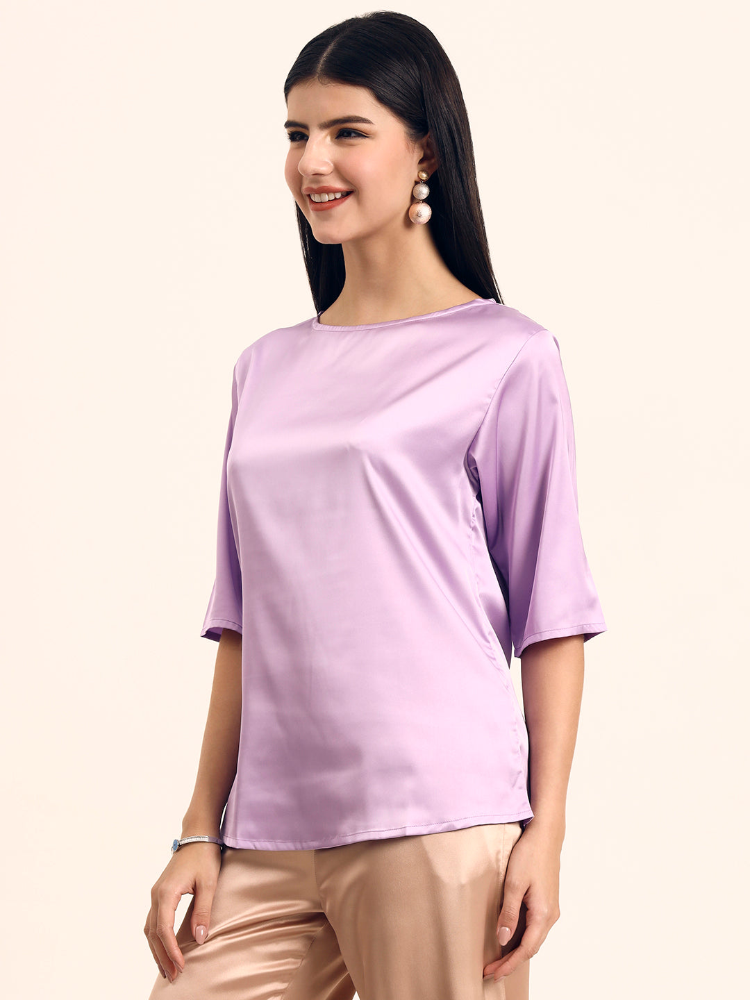 Women's Luxury Elegant Lavender European Satin Top