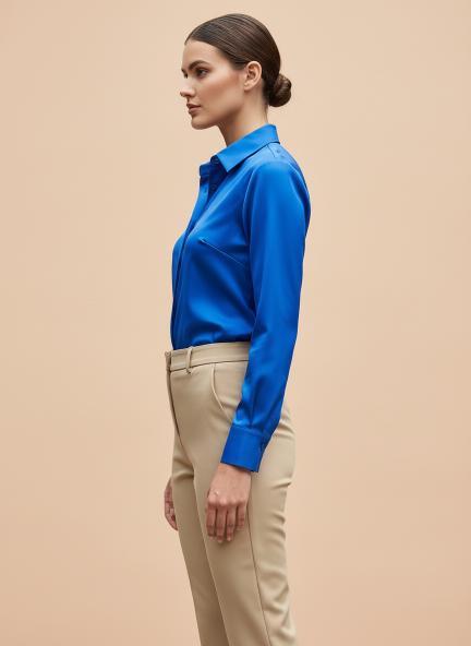 Royal Blue Regular Fit Summer Satin Shirt