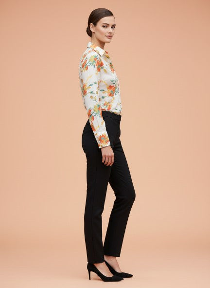 Cambric Digital Print Puff Sleeve Shirt
