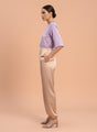 Satin Wide Leg Pants European Fabric  Light Beige Glam Look