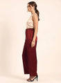 Satin Wide Leg Pants European Fabric  Wine Red Glam Look
