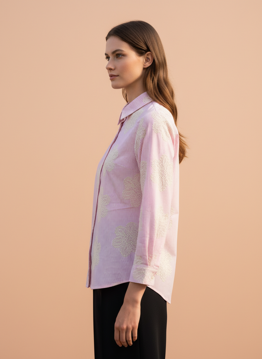 Embroidered Stripe Women’s Shirt