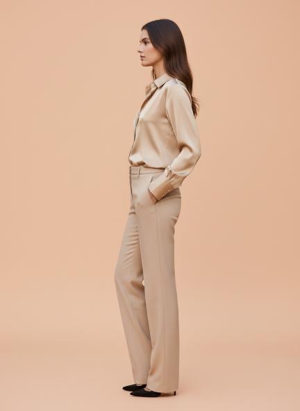 Champagne Regular Fit Summer Satin Shirt