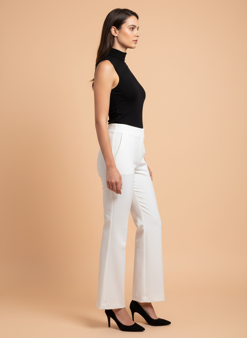 White Flared Trousers for Women