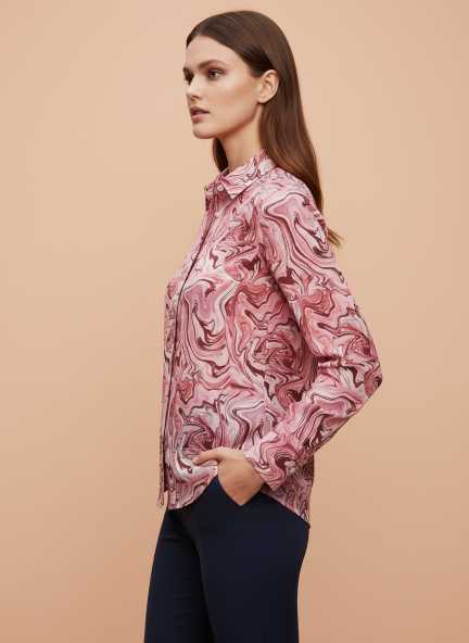 Premium Chiffon Multicolour Long Length Curved Hem Digital Print Shirt