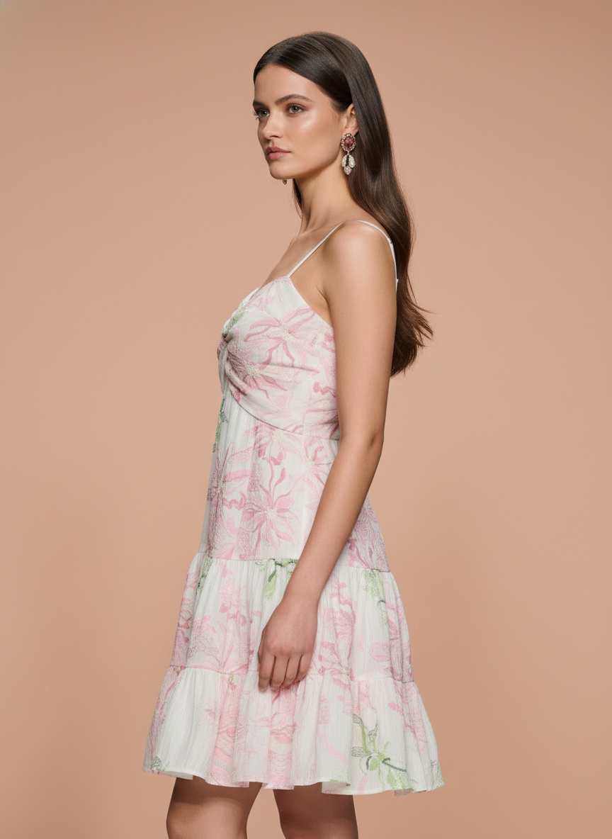 Imported Blossom Charm Floral Mini Dress for Women