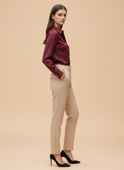 Maroon Regular Fit Summer Satin Shirt