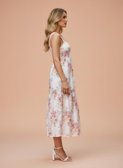Premium Muslin Digital Print  Maxi Dress With Slash Pocket