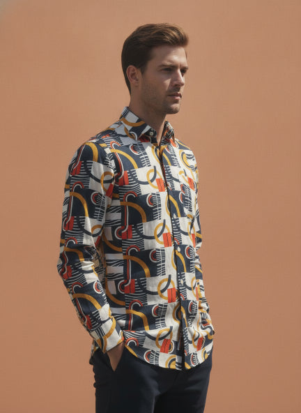 Smart Fit Abstract Printed Men'S Premium Rayon Shirt