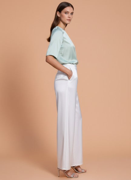 European Satin Regular Fit Flared Trouser