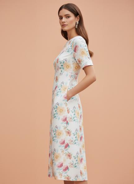 Premium Muslin Digital Print  Maxi Dress With Slash Pocket