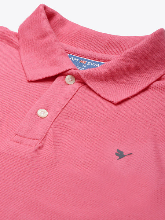 Premium Pink Cotton Striped Half Sleeve Polo