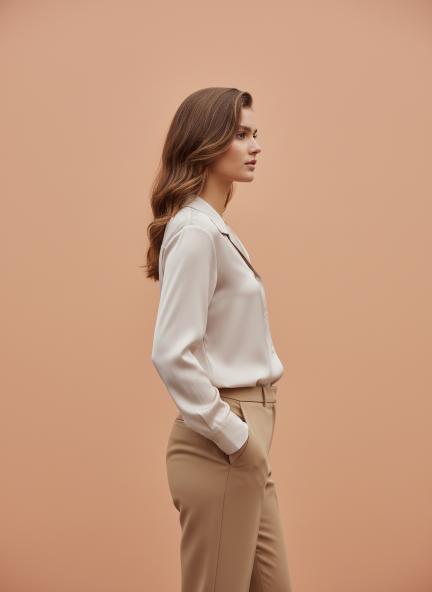 European Satin Spread Collar Shirt