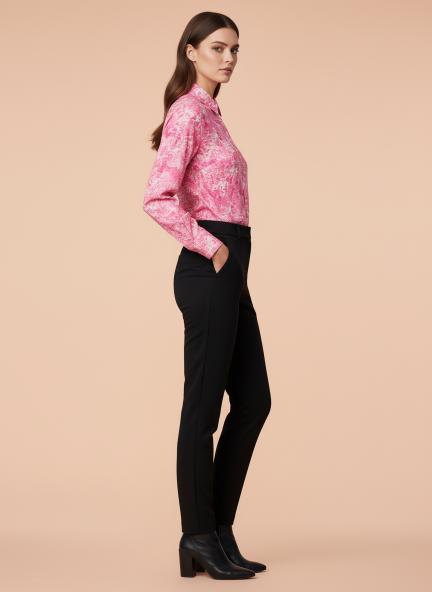 Premium Muslin Pink Long Length Curved Hem Digital Print Shirt