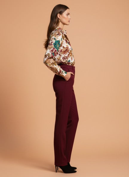 Banana Crepe Maroon C Pant