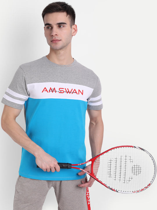 MENS COTTON RICH LYCRA GRAPHIC HALF SLEEVE CREW NECK T-SHIRTS