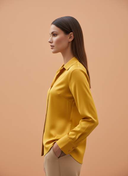 European Satin Spread Collar Shirt