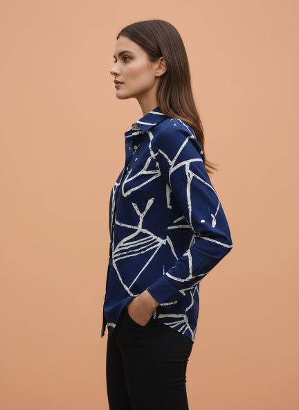 Women'S Premium Rayon Shirt With Abstract Print