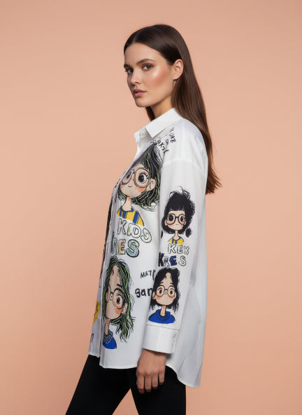 Trendy Graphic Print Oversized Shirt for Women