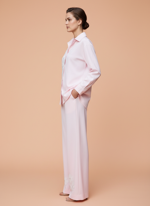 Elegant Pink Co-Ord Set with Floral Embroidery