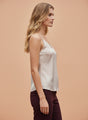 European Satin V-Neck Sleeveless Top