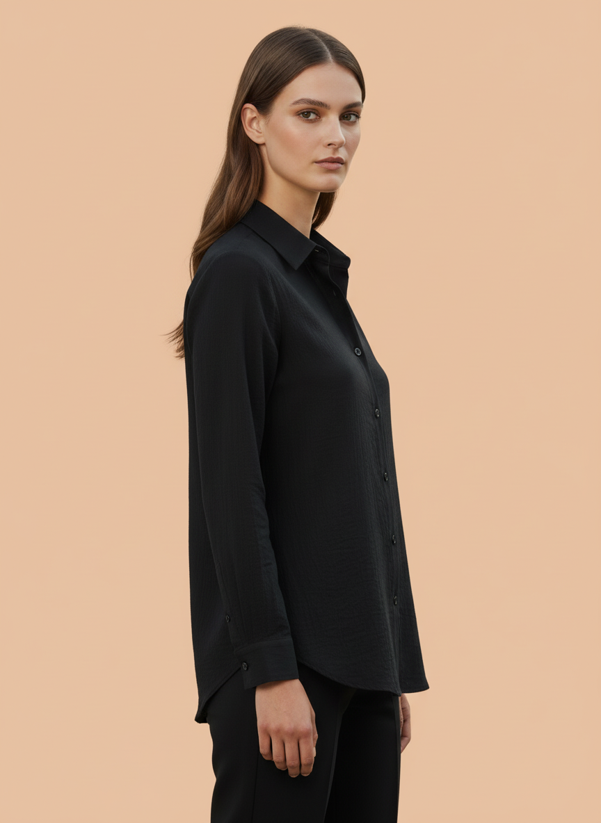 Classic Black Full Sleeve Formal Shirt for Women