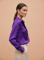Purple Regular Fit Summer Satin Shirt