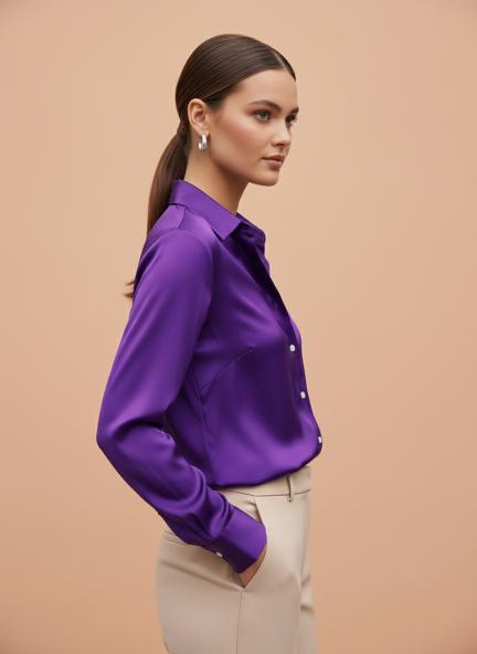 Purple Regular Fit Summer Satin Shirt