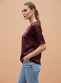 European Satin-Finish, V-Neck Top