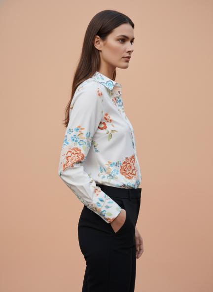 Premium Micro Digital Print Puff Sleeve Shirt