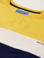 MENS COTTON RICH LYCRA COLOURBLOCK PRINTED HALF SLEEVE CREW NECK T-SHIRTS