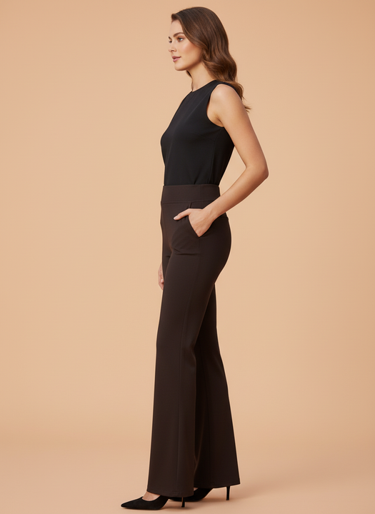 Dark Brown Flared Trousers for Women