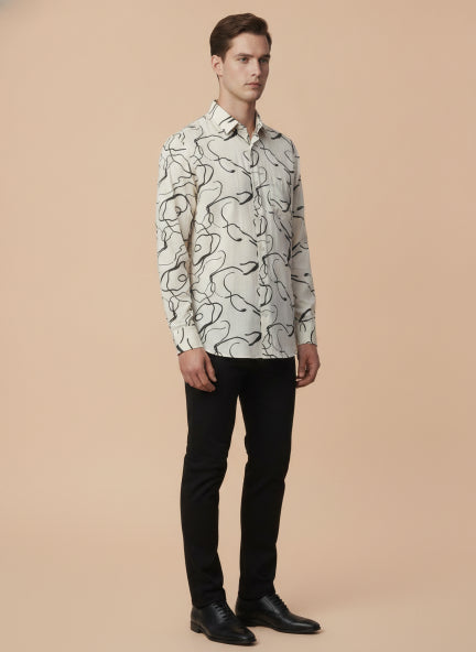 Men'S Premium Rayon Shirt With  Abstract Print