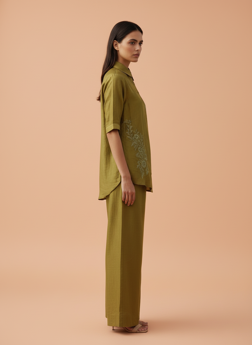 Elegant Embroidered Mustard Co-Ord Set for Women