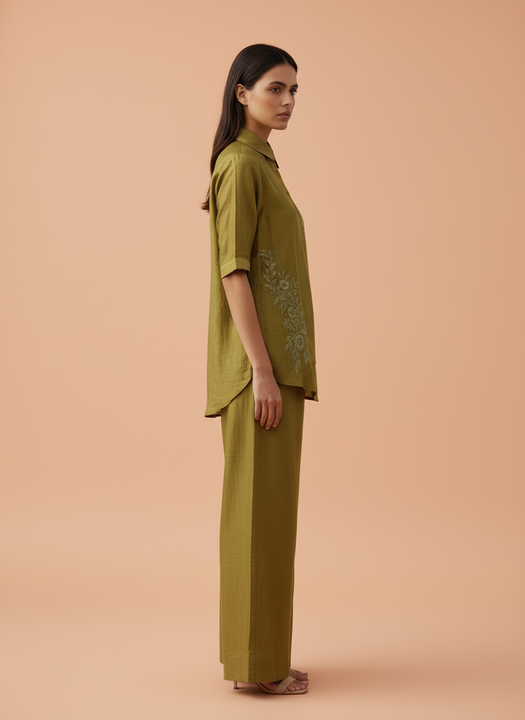 Elegant Embroidered Mustard Co-Ord Set for Women