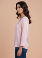 European Satin V Neck Long Sleeve Top