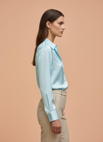 Sky Blue Regular Fit Summer Satin Shirt