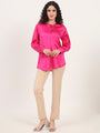 Summer Satin Magenta Front Pleated Tunic