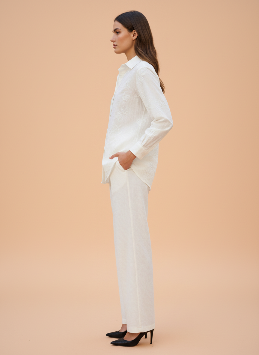 Women’s Elegant White Shirt & Trouser Co-Ord Set